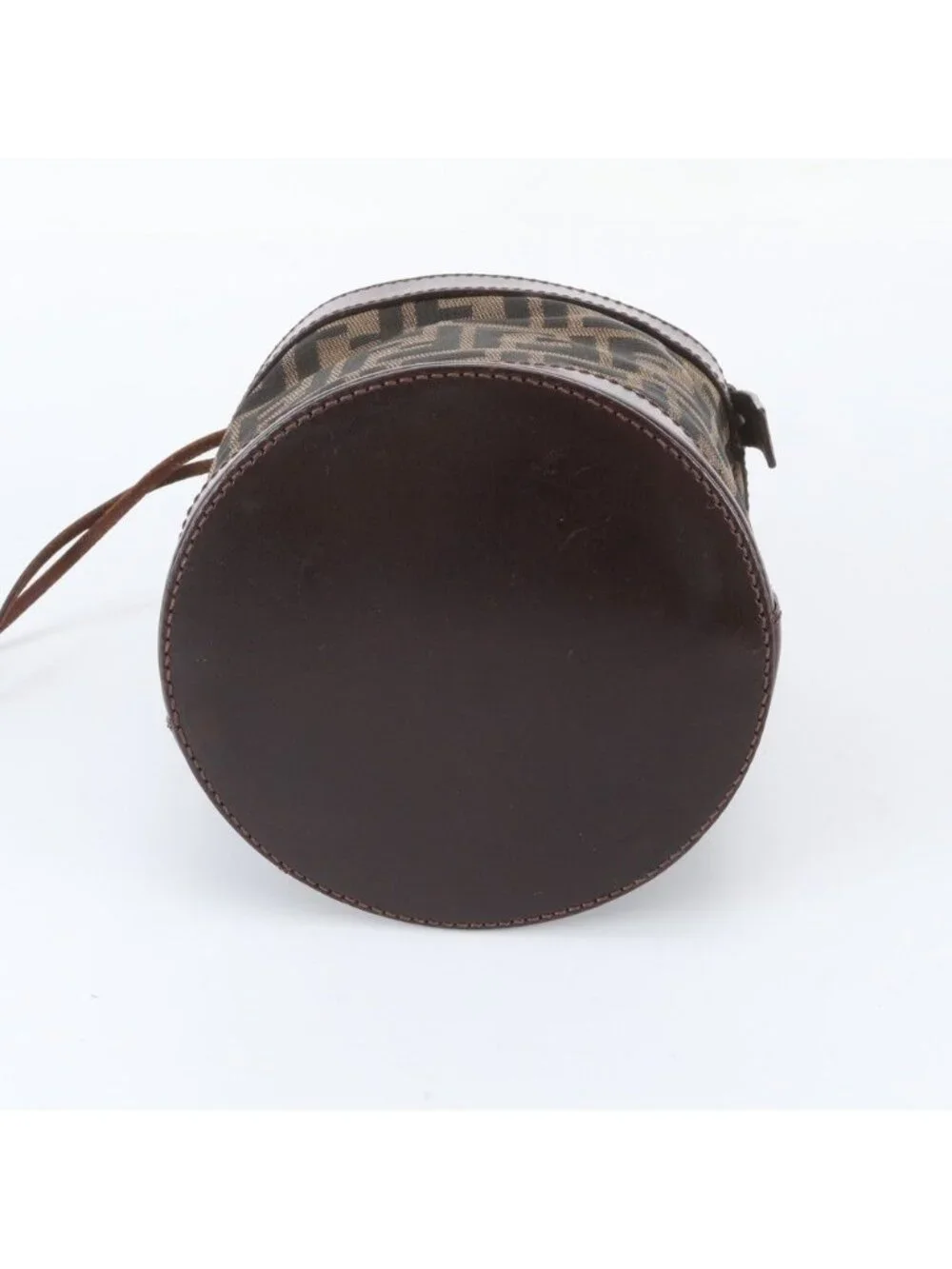 Fendi Zucca Leather Canvas Shoulder Bag Brown